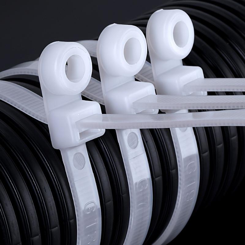500/100pcs Nylon Cable Ties with Mounting Screw Hole Self Locking Loop Wraps Zipper Cables Tie Wire Fastening Straps Bundle Tool