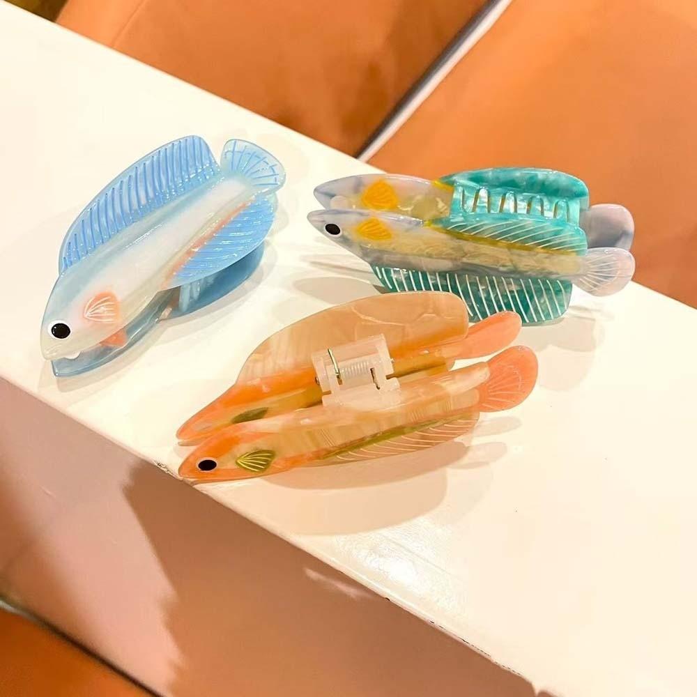 Acrylic Silver Arowana Shark Clip Fish Acetic Acid Hair Claw Guppy Hair Claw  Headwear