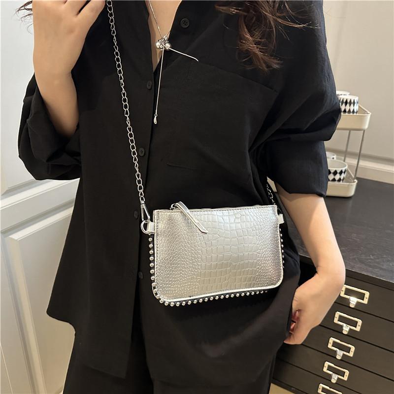 Popular Crocodile Pattern Chain Small Square Handbag Crossbody Bag