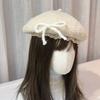 Autumn And Winter Cute Hairy Bow Lace Beret Hats For Women Daily Wear Travel Pography Warm Fashion Versatile Painter Hata