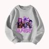 Hungry Graphic Sweatshirt Women's Casual Round Neck Pullover with Anime Girl Print Star Design Fashion Streetwear Top