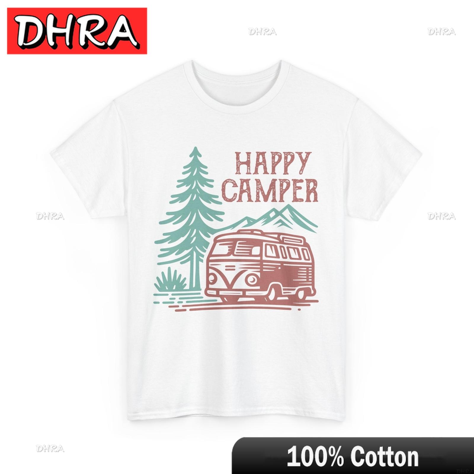 

Hiking TShirt Mountain Adventure Tee Happy Camper Shirt Tshirts Funny Minimalist Edgy Tee Shirt Short Sleeve Couples Daily Wear S