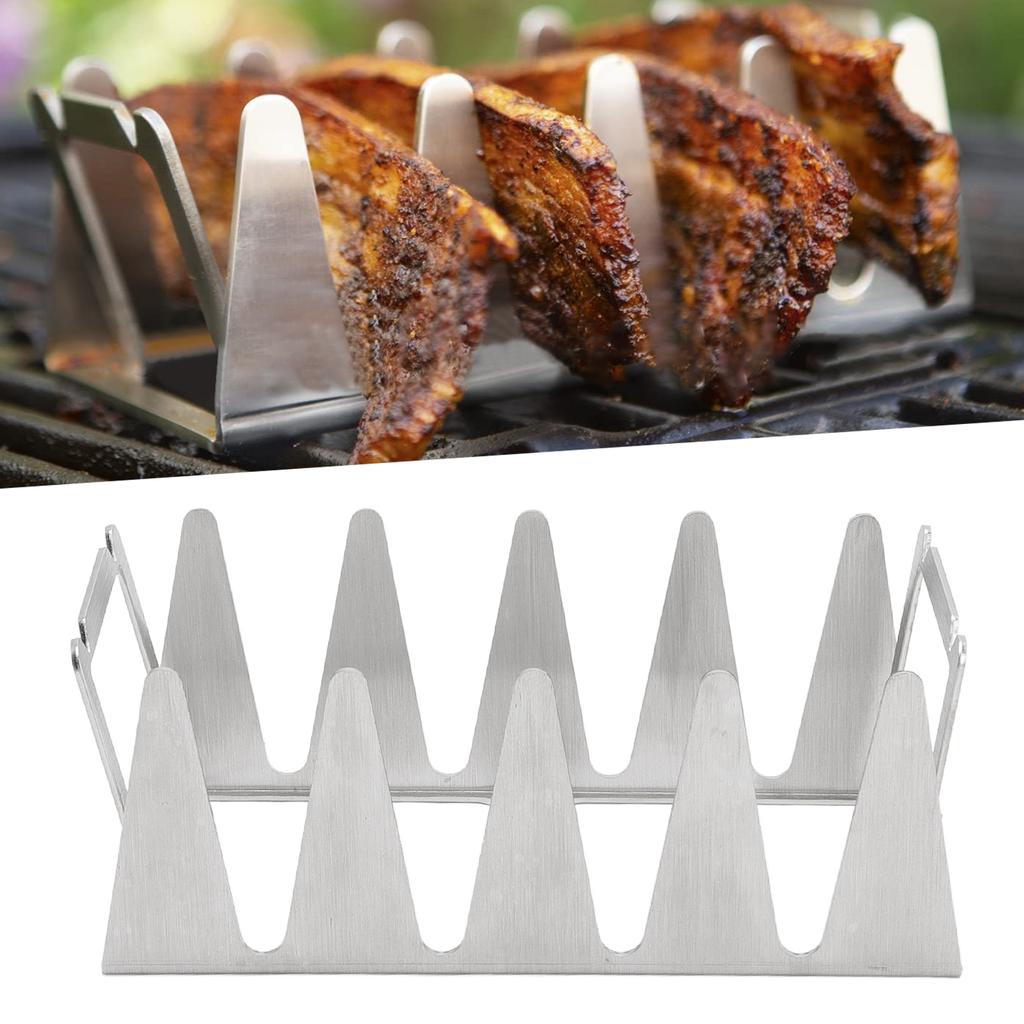 BBQ Rack Stainless Steel Holder Portable Multifunctional Grill Rib for Home Yard Outdoor Camping