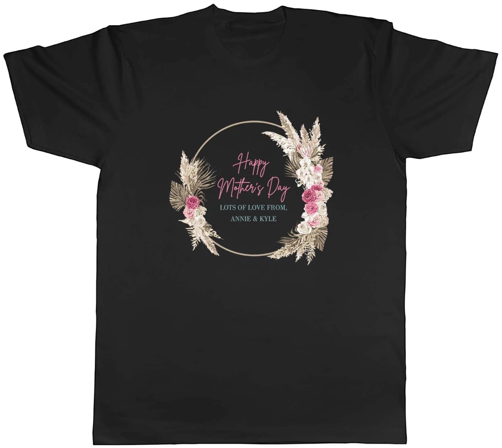 Personalised Happy Mother s Day Mens T-Shirt Flower Wreath Unisex Tee Gift XXXXL
