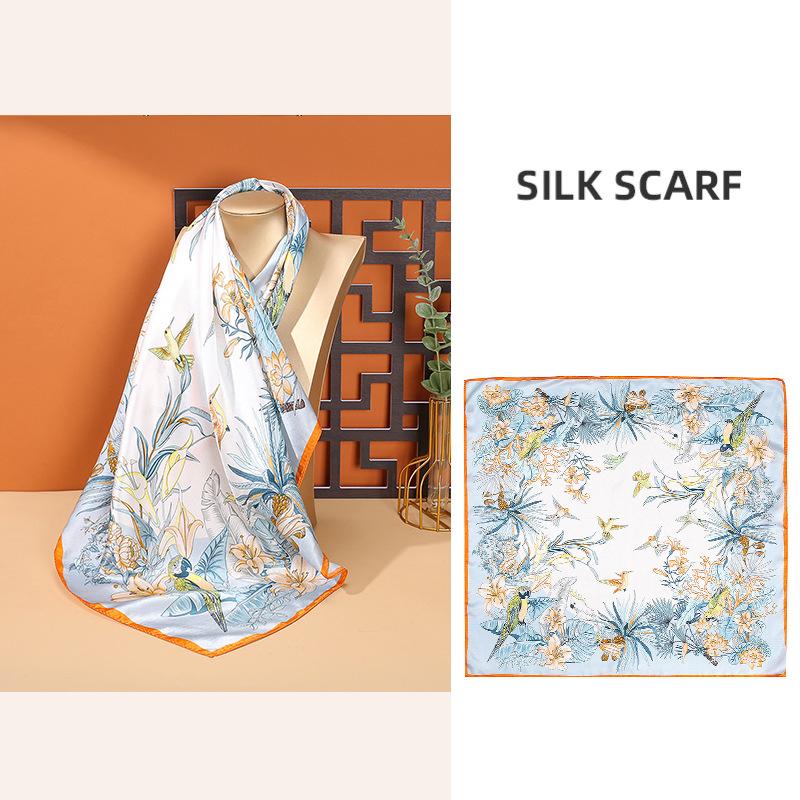 68*68cm 100% Mulberry Silk Scarf Luxury Printed Square Shawl Elegant Lightweight Soft Summer Fashion Accessory Women