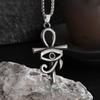 Vintage Stainless Steel Ancient Egyptian Ankh Cross Eye of Horus Pendant Necklace Pharaoh Amulet Jewelry for Men