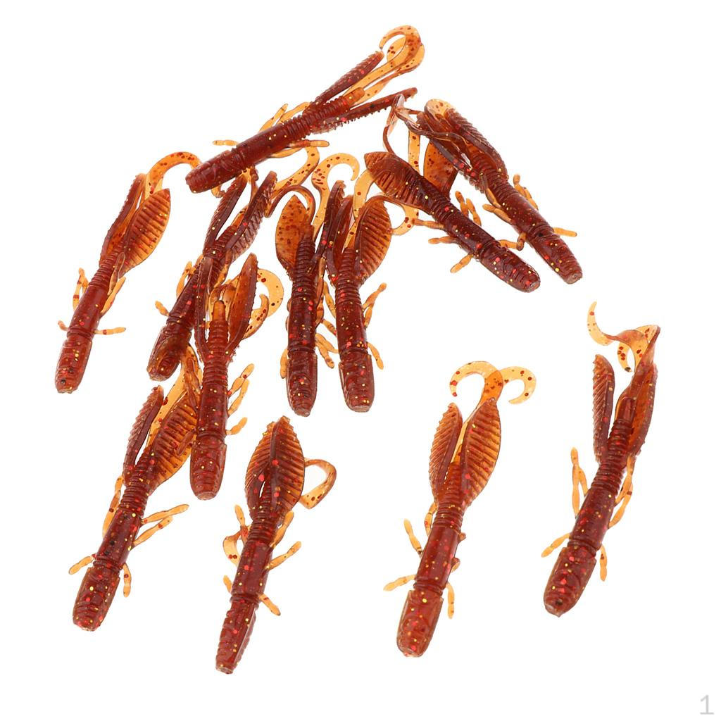 12 Pcs Soft Fishing Sinking Simulation Lobster Hook Dark Brown