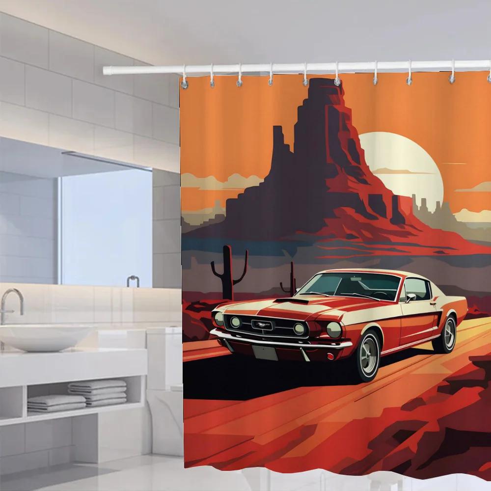 M-Mustang CarS Curtains in the Bathroom Curtain Shower Folding Partition Accessories Bath Bedrooms Houses Rooms Quarto Home Se