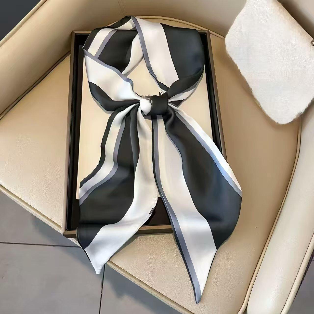 

Роскошный Дизайн Длинный Шелковый Шарф Женский Летняя Мода Ленточка для Ручки Сумки Женский Платок для Головы с Принтом Лошади Маленькие Шарфики для Волос Женские 14X145cm