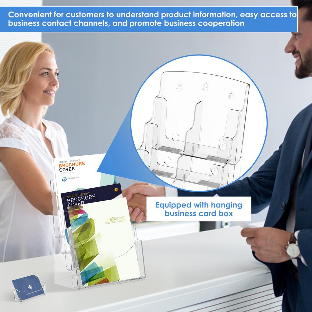 2Pcs 4 Tier Game Card Organizer with 2 Removable Dividers Transparent Holder Postcards Case Empty Storage Box Brochure Display