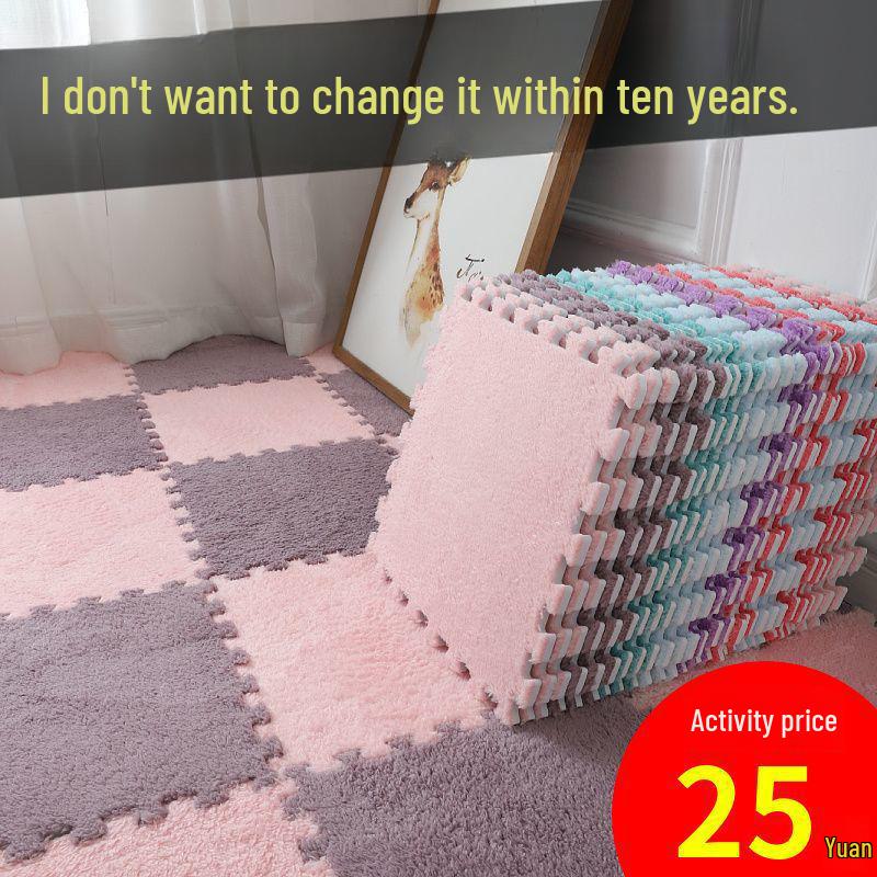 Nordic Style Patchwork Floor Mats for Girls' Room, Large Plush Bedroom and Living Room Carpet