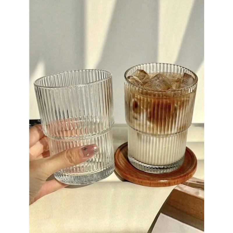 

1 шт. 400 мл вертикальные полоски Ins кофейный стакан крышка соломинка стакан для воды красивый лед американский латте молочная чашка кружки чашки для холодного кофе 301-400ml