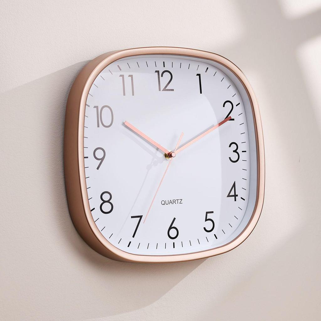 Luminous 12-Inch Silent Wall Clock with Rounded Corners for Living Room