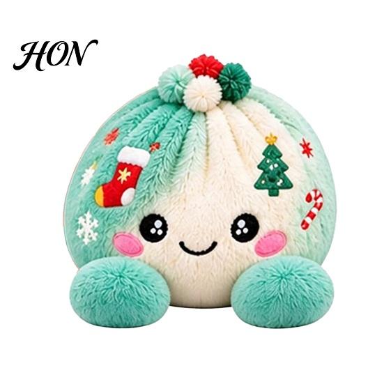 Plush Cartoon Dumpling Toy Christmas with Steamer, Stress Relief Stuffed Decoration Squeeze Toy, Steamed Bun Plushie for Holiday Soft