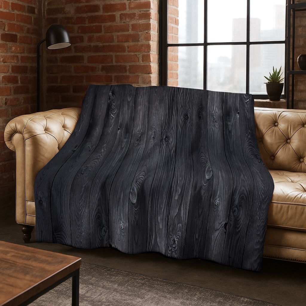 Regenboog Retro Houten Bord Zwart Bruin Houtnerf Flanellen Deken, Gezellige Zachte Plaid voor Huis Slaapkamer Bed Bankhoes Cadeau