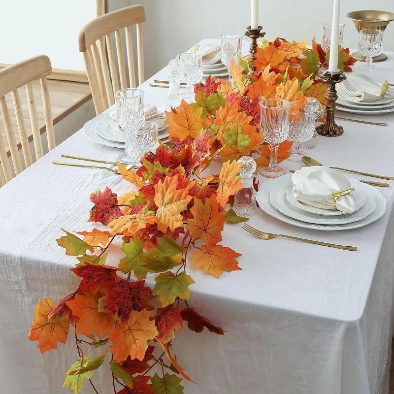 2M Fall Maple Leaves Artificial Garland Fake Plants Autumn Decor Flowers Vine for Thanksgiving Halloween Festivals Wedding Decor