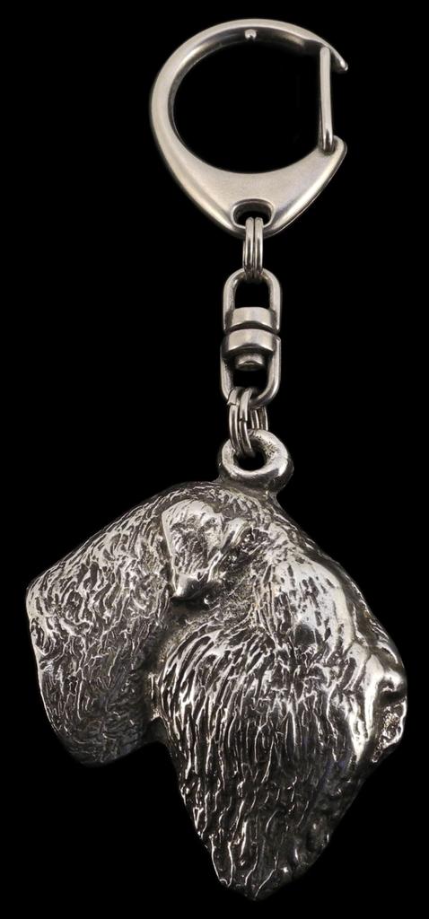 Black Russian Terrier, Chornyi Terrier - Silver-plated key ring with dog, handbag decoration, backpack pendant by Art-Dog brand