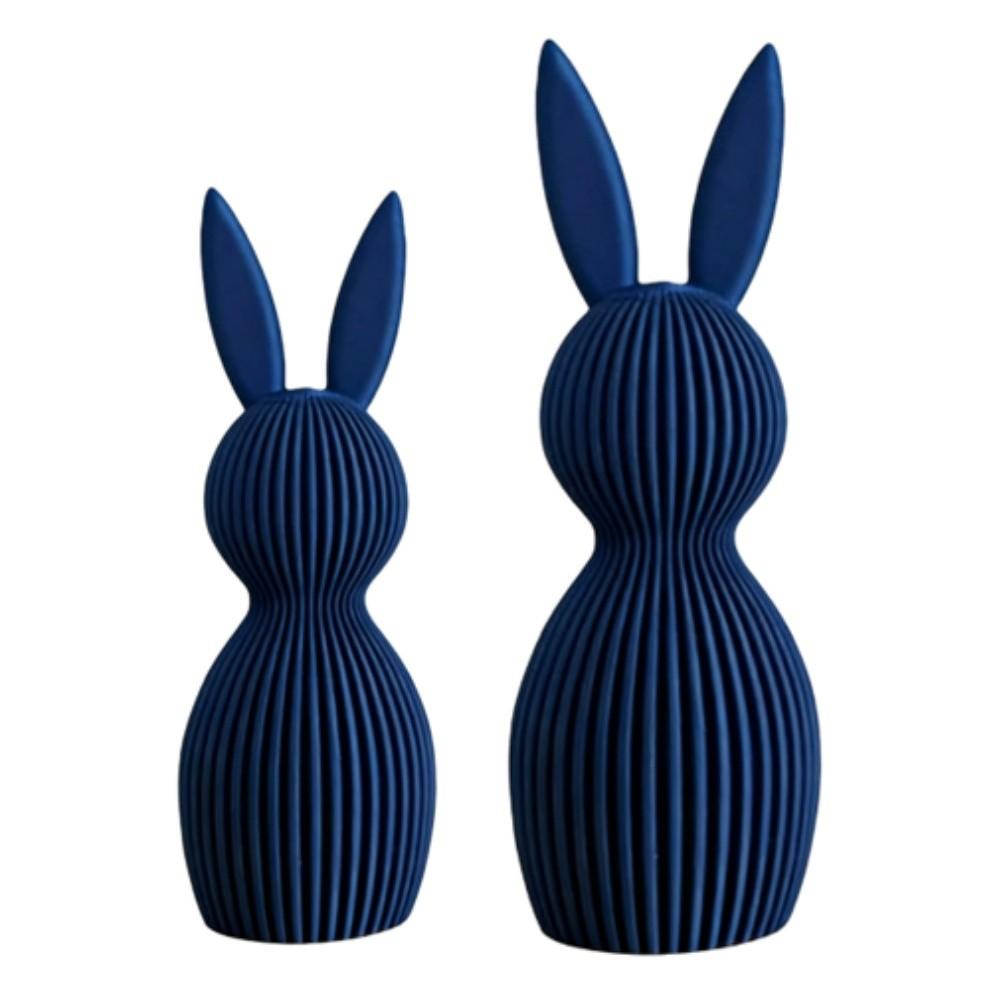 3D Nordic Style Easter Rabbit Figurines Set of 2 Plastic For home Decor Ornament 11cm 16cm Size White Pink Black Blue