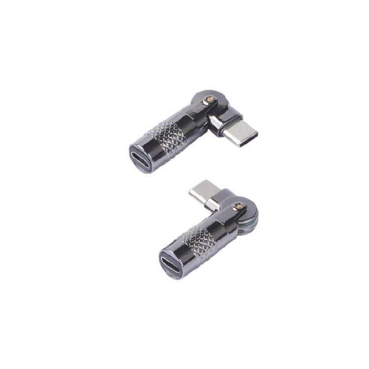 Aluminum Type C/USB To Type C/USB 90 Degree Adapter For 60W Quick Charging Data Transfer Across Multiple Devices