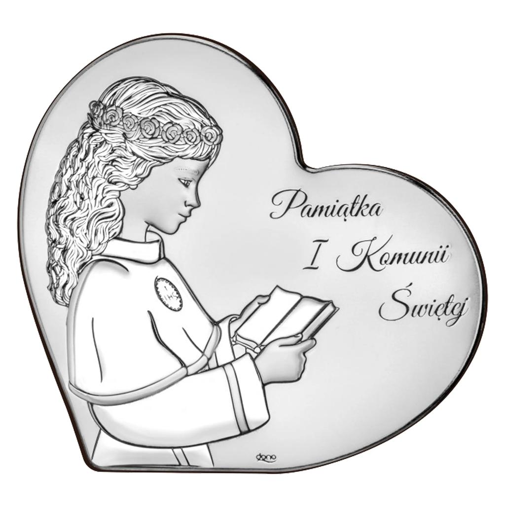 First Holy Communion Souvenir Silver Picture For Girl With Engraving Ds156-A 8 X 7