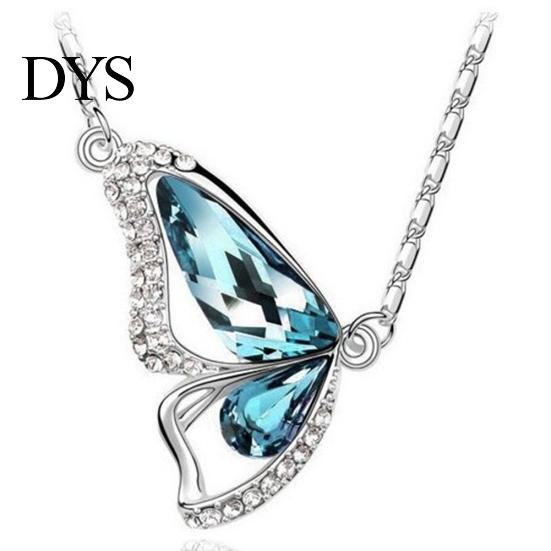 Women Fashion Rhinestone Butterfly Jewelry Set Necklace + Earrings Bracelet