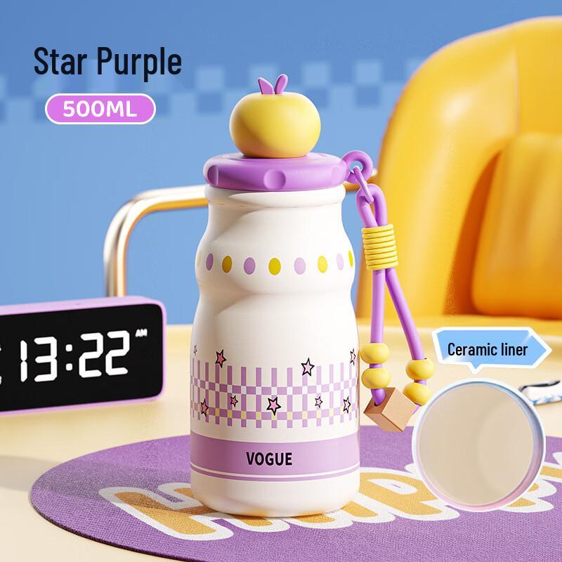 OLOEY Portable Stainless Steel Thermos with Straw Lid