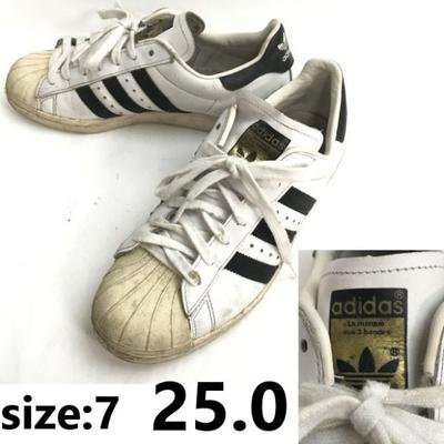 Superstar Gold Tongue Leather Sneakers 7 25 white(USED)