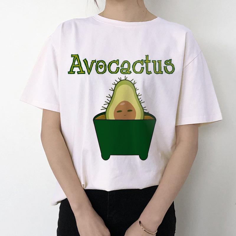 

New Women s T-Shirt Avocado Vegan Cartoon Harajuku Top Female T Shirts Summer Funny Streetwear O-Neck Tee Shirt Clothes XL білий