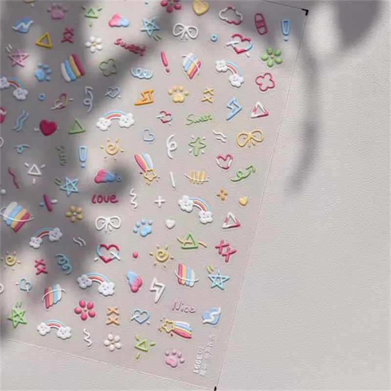 1PCS French Jelly Nail Stickers Dreamy Bubble Meteor Butterfly Star Moon Self Adhesive Stickers For Nail DIY Nail Art Decoration