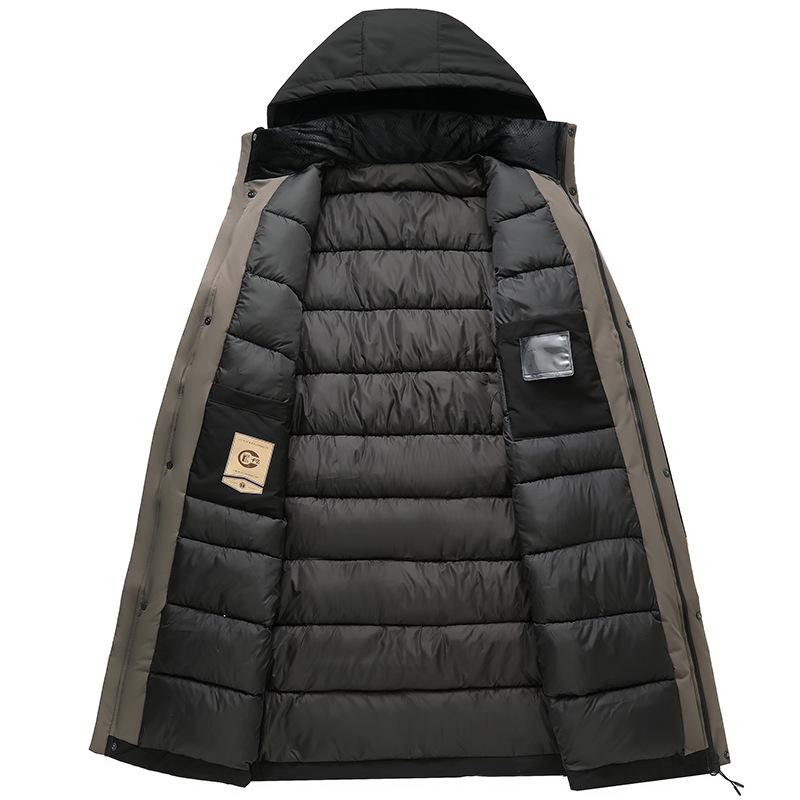 Men's Winter Warm Full Length Hooded Jackets Windproof Padded Coat Thick Quilted Parka Jacket for Men Windbreaker Business Work Jackets with Hood