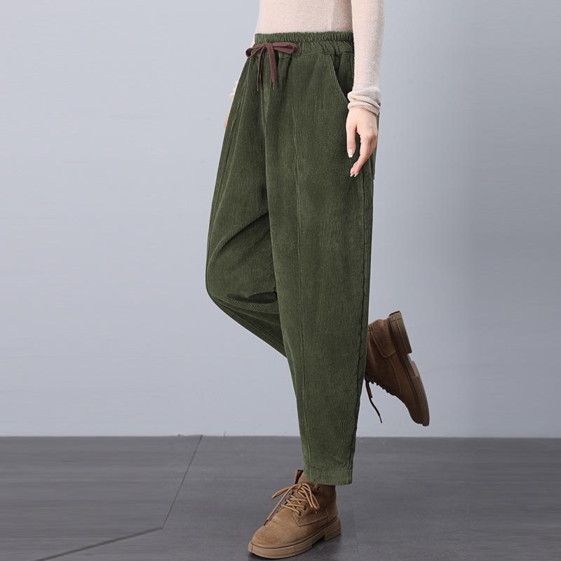 Women's Trendy Corduroy Fleece-Lined Harem Pants - New for Autumn/Winter 2024