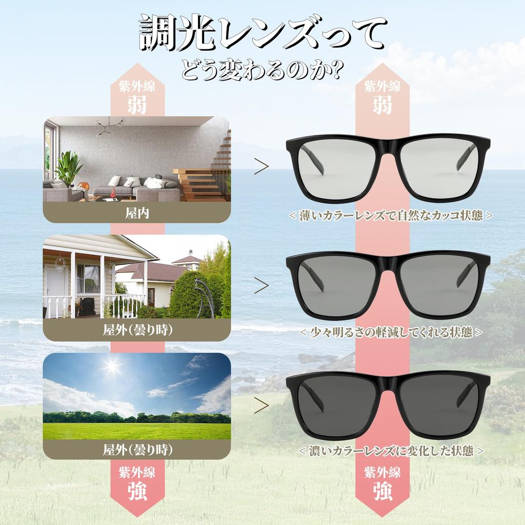 Feisedy Polarized Photochromic Sunglasses for Men and Women - Stylish, Lightweight, Popular, UV400 Protection, Suitable for Driving, Fishing, and