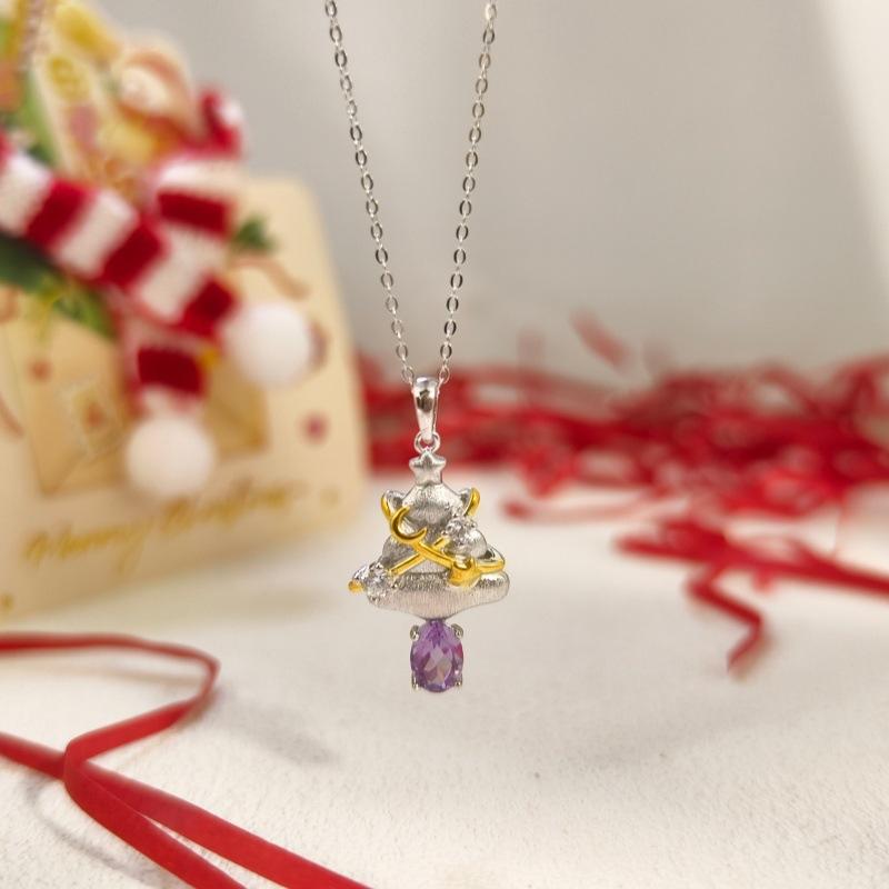 Women s 925 Sterling Silver Christmas Bell Necklace, Natural Peridot Crystal Pendant, Festive Jewelry Gift 925 silver