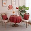 Festive Wedding Red Jacquard Waterproof Lace Round Dining Table Coffee Table Tablecloth Tablecloth Cover Towel