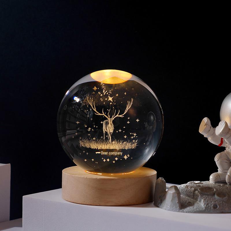 Galaxy Crystal Ball Starry Night Light: Elegant Tabletop Decoration and Perfect Gift for Birthdays or Valentine's Day.