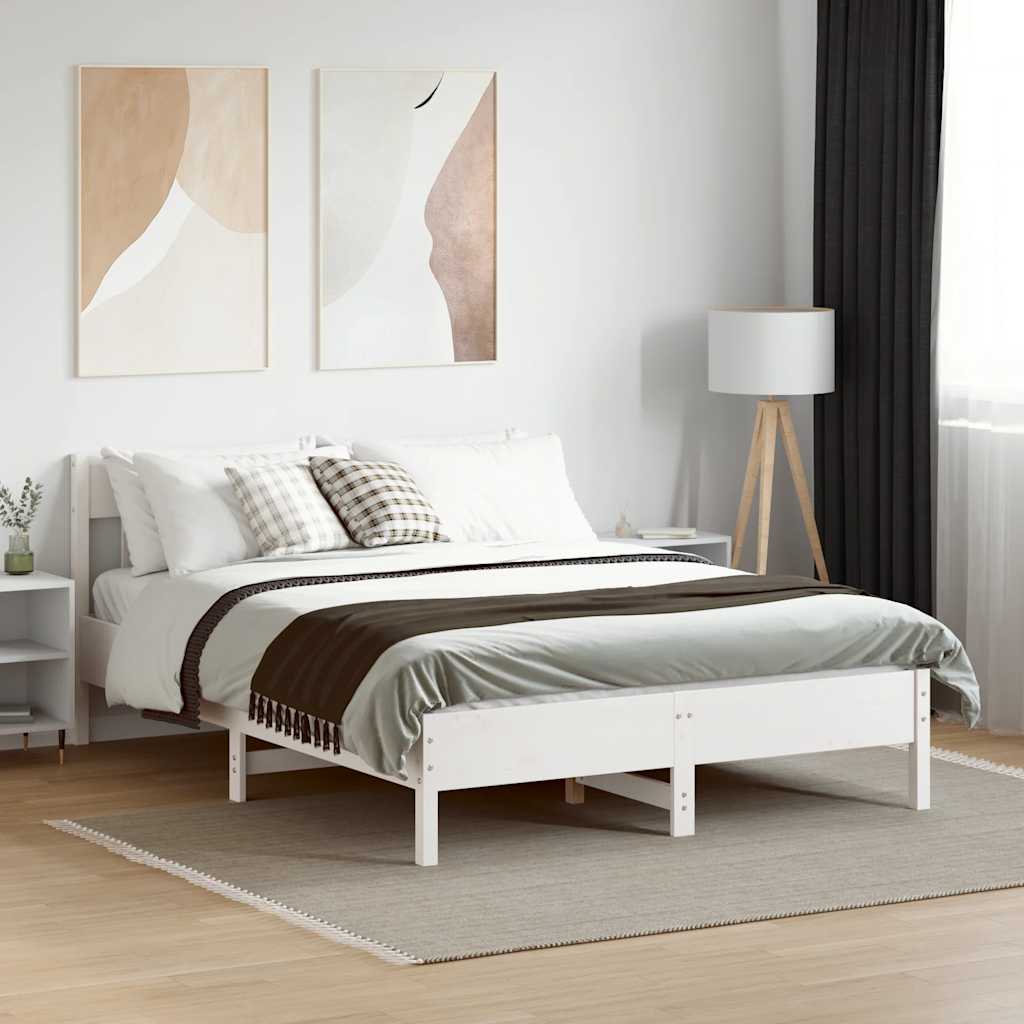Vidaxl Bed Frame Without Mattress, White, 120X200 Cm, Pine Wood
