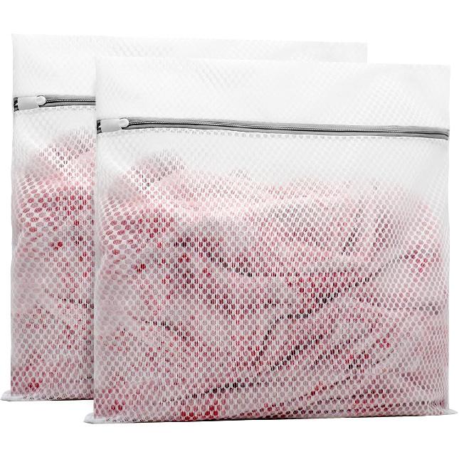 Muchfun 2Pcs Durable Honeycomb Mesh Laundry Bags for Delicates 24 X 24 Inches (2 XX-Large)