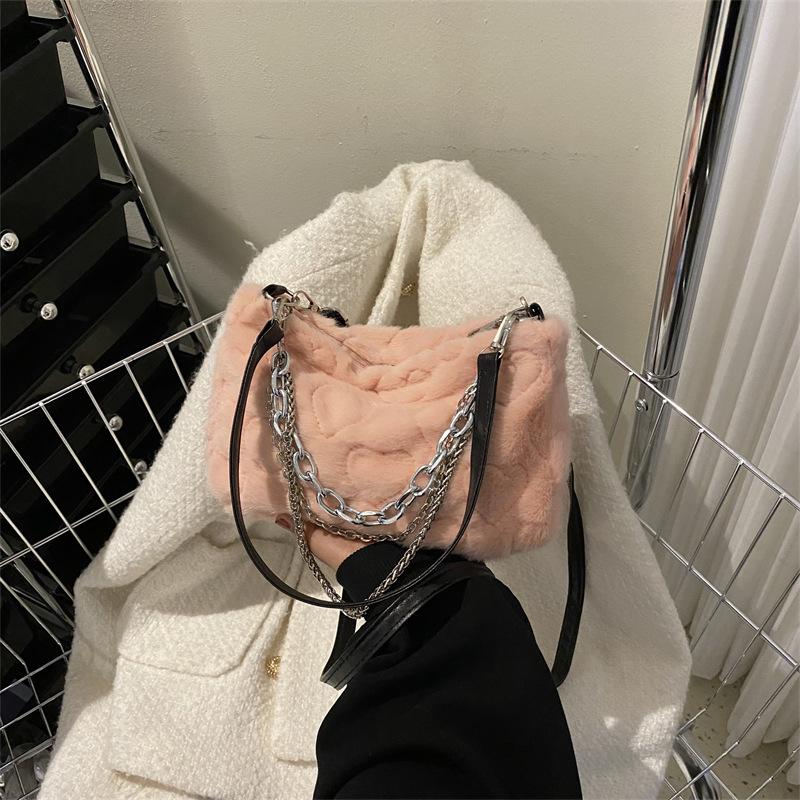 Fashionable Shoulder Bag for Women New Fashion Versatile Furry Crossbody Bag for Women Ins Niche Chain Bag