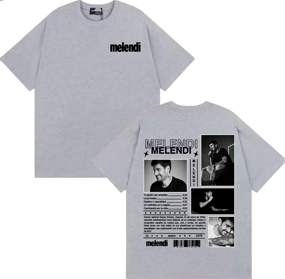 Rapper Melendi Album Tour 2025 Cover Print T Shirts for Men Harajuku Hip Hop Streetwear T-shirt High Quality 100% Cotton T Shirt