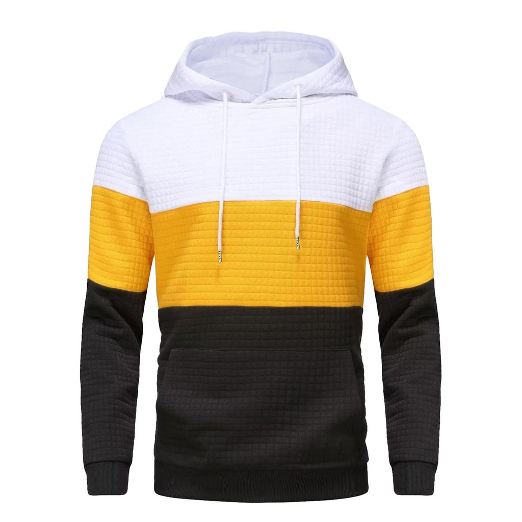 Europäische und amerikanische Übergröße Herrenmode Modische Reißverschluss-Patchwork-Tops Kapuzenpullover