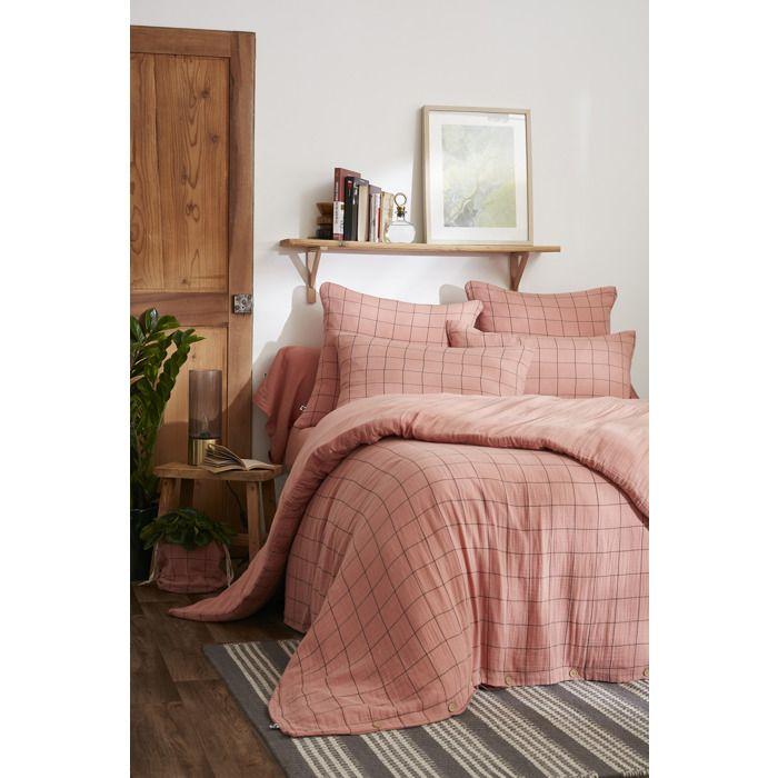 Housse de couette - Gaia Match - 220 x 240 cm - Double gaze de coton - Motif à carreaux fins
