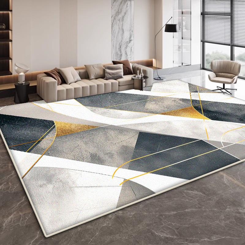 Modern Geometric Design Living Room Carpet Simple Decoration Bedroom Non-slip Large Rugs Office Coffee Tables Soft Mat Washable