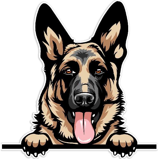 German Shepherd Sticker 6x5.92 Inch - Smiling Dog Breed Bumper Sticker Does not Fade for Car Truck Trailer SUV Van Outdoor Wall Window Laptop Tablet