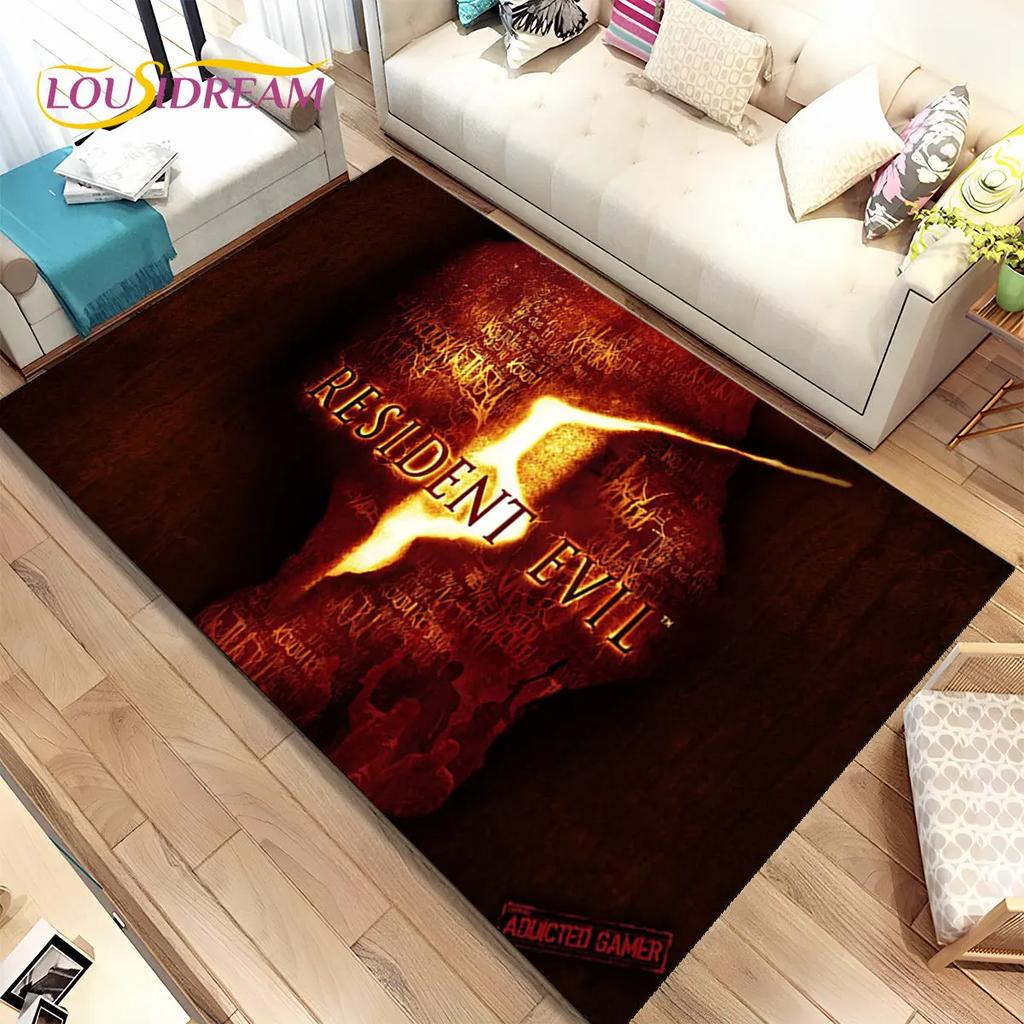 3D R-Resident Evil Games Gamer Area Rug,Carpet Rug for Living Room Bedroom Sofa Doormat Decoration, Kids Play Non-slip Floor Mat
