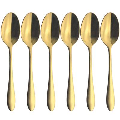 Čajová lžička Nagao Tsubamesanjo, zlatá, nerezová ocel, vyrobeno v Japonsku, 5+1 lžička, 13,5 cm, 18-0