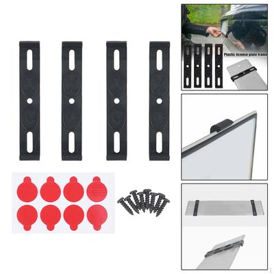 4Pcs Frameless European License Plate Holders with Screws,Mounting Hardware Car Tag Brackets