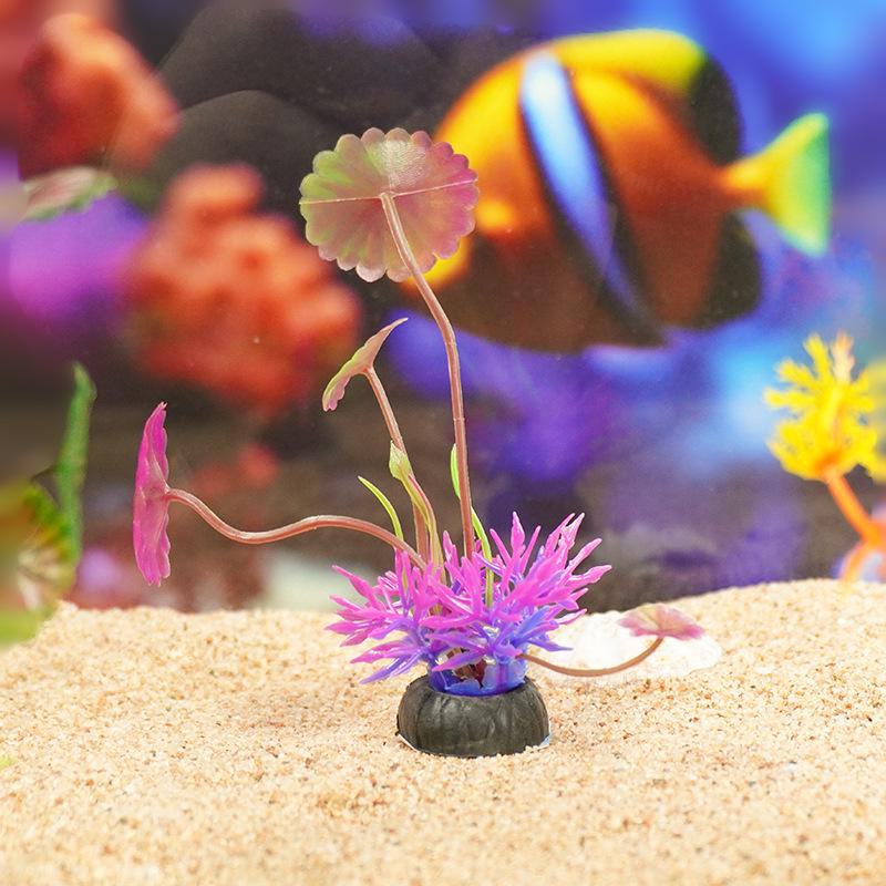 Décor de bac à sable d'aquarium: Plantes aquatiques en plastique et fleurs artificielles - Série 10-4