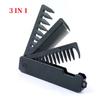 3/2 In 1 Multifuncional Portable Folding Pocket Combs Wide Tooth Oil Head Comb Beard Combing Barber Hair Clipper Comb