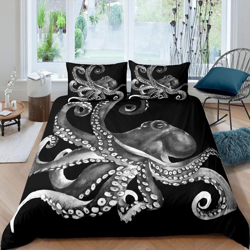 Comforter Octopus Green Octopus Tentacles Twin Bedding Set Sea Marine Theme Underwater Animal Comforter