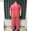 Set Pigiama da Donna, Cardigan Bottonato Manica Corta Taglie Forti in Modal Loungewear Con Tasche Abbigliamento da Casa Estivo